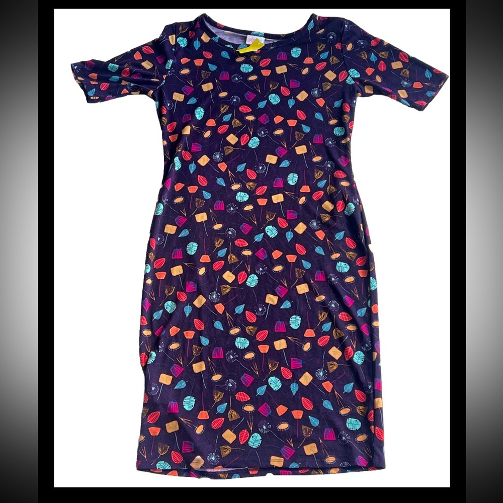 Lularoe Julia Dress Floral Dandelion Leaves Fall Women’s Medium New